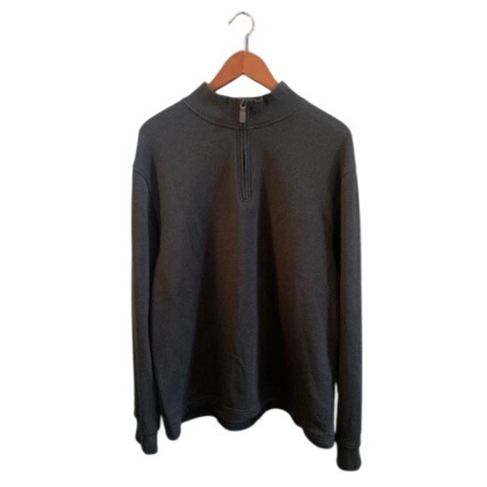 George Mens Quarter Zip Pullover Sweatshirt Green XL GUC